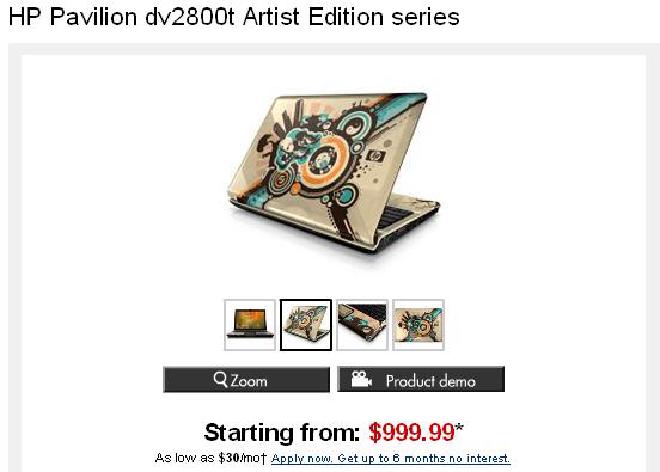 HP Pavilion dv2800t Artist Edition