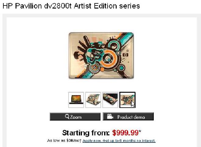 HP Pavilion dv2800t Artist Edition