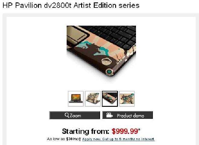 HP Pavilion dv2800t Artist Edition