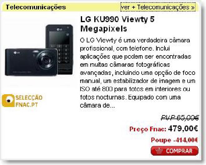 Preço de um Telemóvel na Fnac