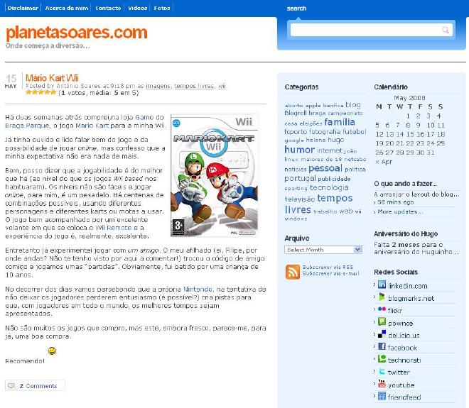 Blog com o Tema Antigo